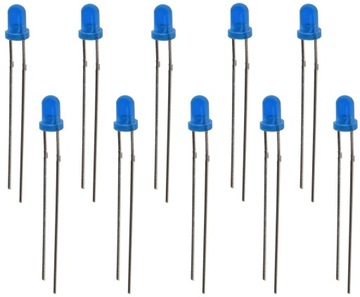 Dioda LED okrągła THT 3mm niebieska komplet 10szt