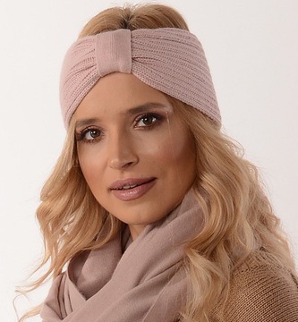 Повязка на голову женская, пудровый розовый O4 Польша