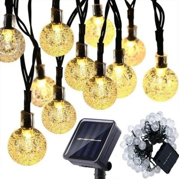 СОЛНЕЧНАЯ САДОВАЯ ЛАМПА ГИРЛАНД СОЛНЕЧНАЯ ЦЕПЬ 4,9М 40LED ТЕПЛЫЙ БЕЛЫЙ
