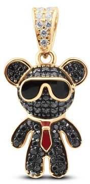 ZŁOTA ZAWIESZKA Z BRĄZOWYMI I BIAŁYMI KAMIENIAMI SWAGGY TEDDY 14KT 585