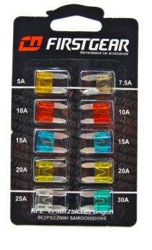 BEZPIECZNIKI SAMOCHODOWE PŁYTKOWE MINI 10 szt.