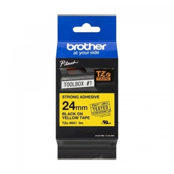 Taśma Brother 24mm czany na żółtym ADHESIVE TAPE TZe-S651