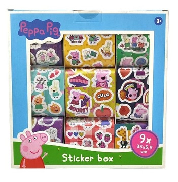 NAKLEJKI PEPPA PIG PUDEŁKO NA ROLCE 9 ROLEK ZESTAW 650 SZTUK