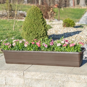 БАЛКОННЫЙ ЦВЕТОЧНЫЙ ГОРШОК КОРОБКА ЦВЕТОЧНЫЙ ГОРШОК 80см + ПОДСТАВКА MOKKA