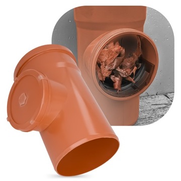ОЧИСТИТЕЛЬ ЖЕЛОБА Ревизия водосточной трубы 200 мм ЗАГЛУШКА Оранжевая