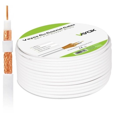 KABEL ANTENOWY KONCENTRYCZNY PRZEWÓD DO TV DVB-T2 SAT MIEDŹ CU 4K 15m VAYOX
