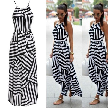 ПЛЯЖНАЯ ТУНИКА, ДЛИННОЕ ЖЕНСКОЕ ПЛАТЬЕ МАКСИ В ГРЕЧЕСКОЙ ПОЛОСКЕ