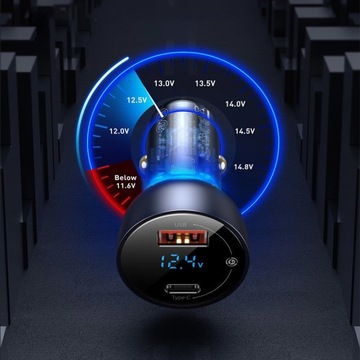 АВТОМОБИЛЬНОЕ ЗАРЯДНОЕ УСТРОЙСТВО BASEUS FAST USB / USB-C 65 Вт 5 А С ЖК-дисплеем МОЩНЫЙ ИСТОЧНИК ПИТАНИЯ