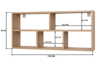 Полка подвесная, книжный шкаф для гостиной, 110 см, дуб сонома младший