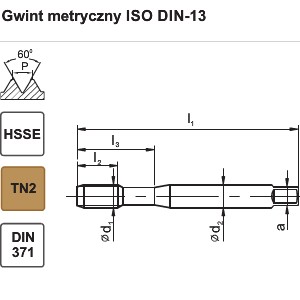 Метчик DIN-371-C M8 LH 6H L40 T2 800X FANAR