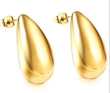 Złote kolczyki srebrne 925 krople łezka 1,5 cm,pozłacane damskie ,wkrętki