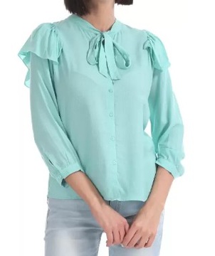 U S POLO ASSN błękitna bluzka wiązanie stójka M