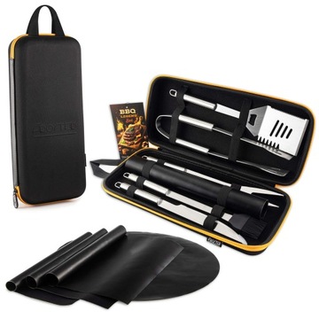 ZESTAW 5 AKCESORIÓW i 4 teflonowych MAT do GRILLA - BBQ LEGEND SET - w ETUI