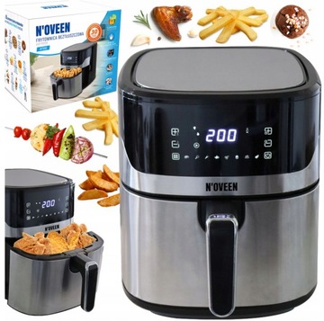 FRYTKOWNICA BEZTŁUSZCZOWA FRYTOWNICA INOX 8 PROGRAMÓW XXL 6L 1600W