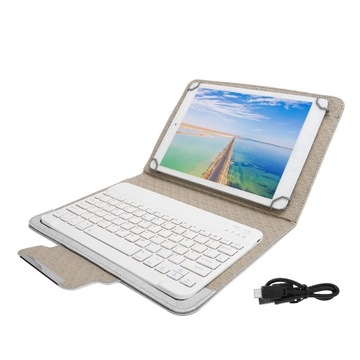 Zestaw etui na tablet z białym etui ochronnym na klawiaturę Bluetooth unive