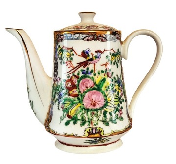 CZAJNIK DZBANEK Wzór Orientalny Kwiaty Ptaki Porcelana 900 ml