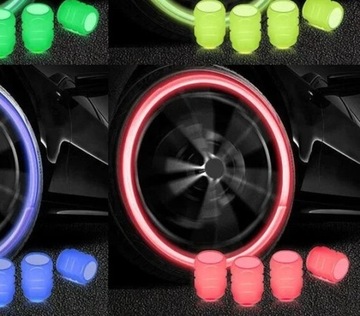 ŚWIECĄCE FLUORESCENCYJNE NAKRĘTKI RÓŻOWE NA WENTYLE AUTA ROWERU MOTOCYKLA