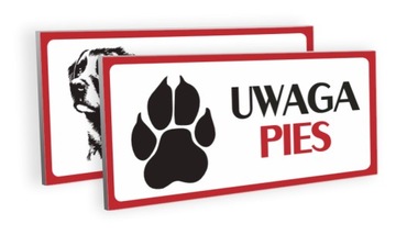 TABLICZKA UWAGA PIES PCV 20X10CM WZORY