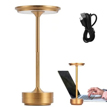 БЕСПРОВОДНАЯ СВЕТОДИОДНАЯ СЕНСОРНАЯ НАСТОЛЬНАЯ ЛАМПА, ДИММИРУЕМАЯ, ЗОЛОТО