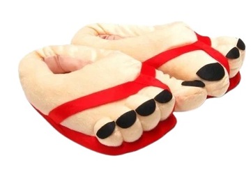 PLUSZOWE KAPCIE PANTOFLE STOPY W JAPONKACH 35