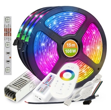 ZESTAW Taśma LED RGB multi 15m + pilot zasilacz