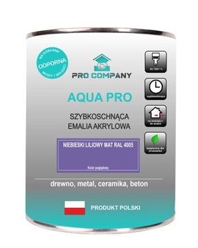 AQUA PRO Emalia Akrylowa Szybkoschnąca 0,8L Niebieski Liliowy RAL 4005 MAT