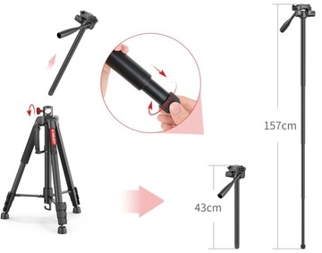 Statyw Monopod ALUM 180cm Flat Lay do Aparatu Kamery Telefonu Ulanzi VT-01