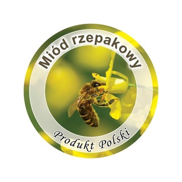 Paczka etykiet mini okrągłe miód rzepakowy Ø37mm