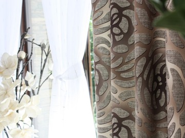 Готовая штора VELVET Nature Print Коричневый Бежевый