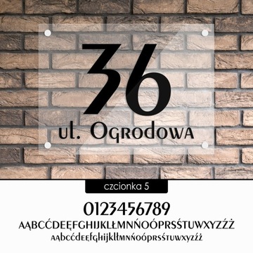 Tablica adresowa adres 3D numer na dom 40x30 przeźroczysta - szkło akrylowe