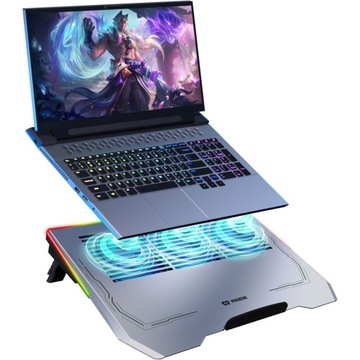 MOZOS LS6-RGB PODKŁADKA CHŁODZĄCA RGB DO LAPTOPA PODSTAWKA PODŚWIETLANA LED