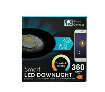 Lampa punktowa LED oczko podtynkowe 360 lumen 3000-6500K WIFI czarna oprawa