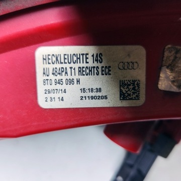 AUDI A5 8T FACELIFT SVĚTLO PRAVÁ ZADNÍ BLATNÍK 8T0945096H