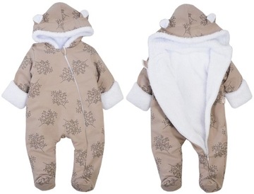 KOMBINEZON PAJAC OCIEPLANY BAWEŁNA brąz 74cm L602