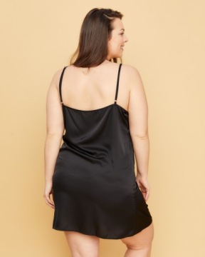 MONA QUEEN SIZE Атласная рубашка черная 5XL