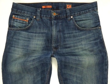 BOSS ORANGE spodnie męskie jeansy proste REGUAL FIT przetarcia 32/32
