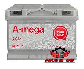 Akumulator AMEGA AGM Start&Stop 12V 70Ah 760A