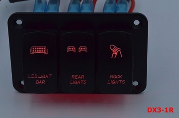 Przełączniki carling zestaw 3x ikony 30 wzorów 4 kolory IP67 OFF road