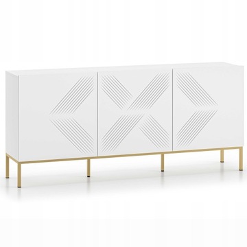 Komoda szafka z drzwiami i półkami biała złota rama MDF 170 cm ALPINA