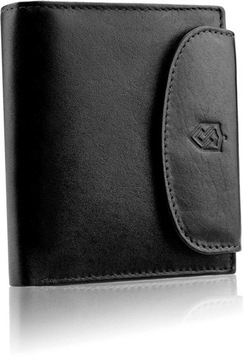 Skórzany portfel damski STEVENS RFID Czarny mały Q1
