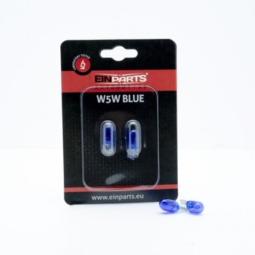 EINPARTS ŻARÓWKI W5W 12V 5W 5000K EFEKT XENON CLEAR SKY BIAŁE - 2 SZTUKI