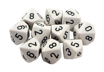 Кубики РПГ К10 белые, 10 шт. кости лодыжки