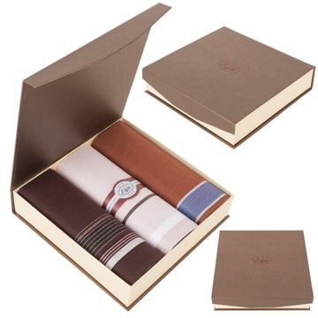 3x МУЖСКИЕ САЛФЕТКИ, ХЛОПОК, ЭЛЕГАНТНАЯ КОРОБКА