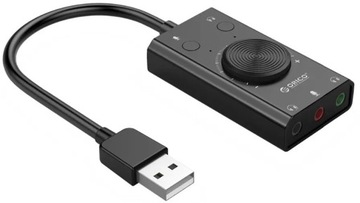 ВНЕШНЯЯ ЗВУКОВАЯ КАРТА ORICO ДЛЯ USB-МИКРОФОННЫХ НАУШНИКОВ, 3 ПОРТА SC2BKBP