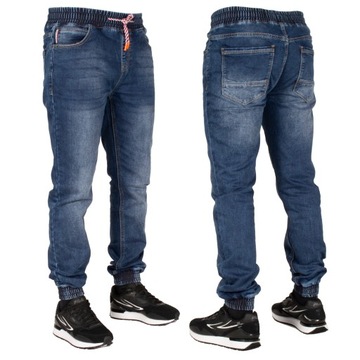 Spodnie męskie jogger jeans W:32 82 CM granat