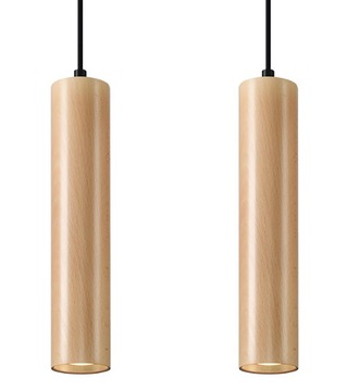 Lampa Loft Tuba LINO 2 Naturalne Drewno SOLLUX LED