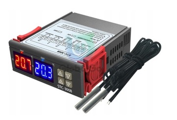 TERMOSTAT REGULATOR TEMPERATURY DWUKANAŁOWY STC3008 230V INKUBATORY