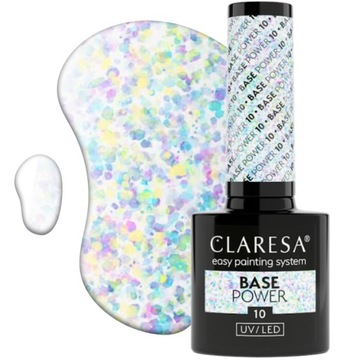 CLARESA БЕЗКИСЛОТНАЯ POWER BASE 10 с ОПАЛИЗОВАННЫМИ хлопьями фольги