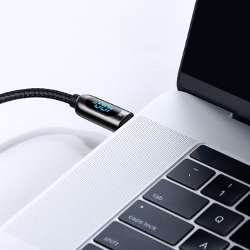 Baseus kabel do szybkiego ładowania USB-C 100W z wyświetlaczem oplot