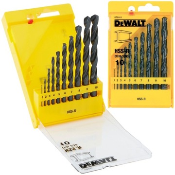 DEWALT Wiertła do metalu HSS-R 10szt 1-10mm DT5911